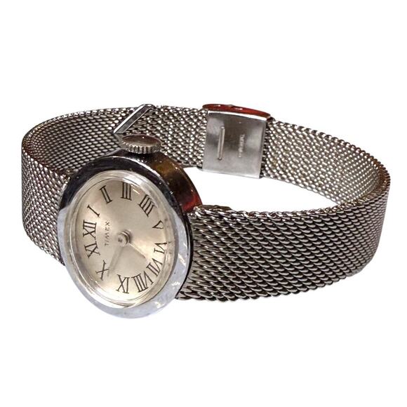 Vintage Timex Cocktail Watch Womens Stainless Mesh Bracelet Manual Wind RUNS